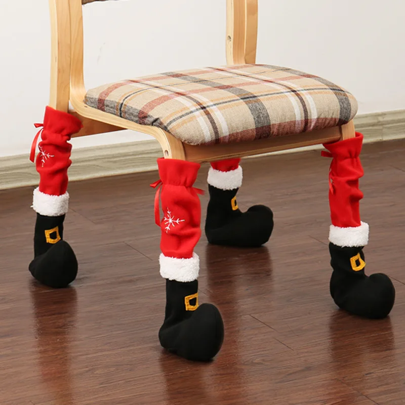 

4Pcs Christmas Chair Foot Covers Table Feet Cover Gift 2023 Christmas Ornament Navidad Decoracion Socks Cases New Year