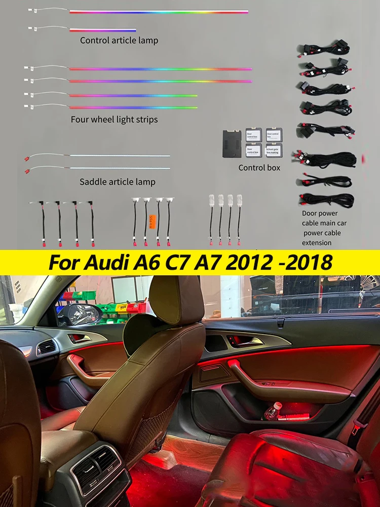 

Волшебная атмосферная лампа 256 цветов для Audi A6 C7 A7 2012-2018, светодиодное внутреннее освещение, дверсветильник свет, управление MMI