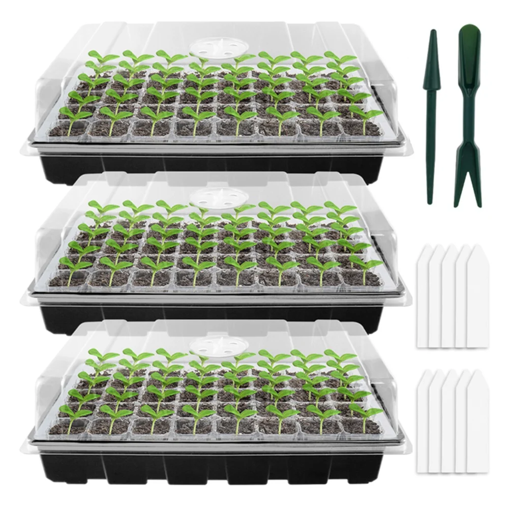 

Greenhouse Seed Starter Seedling Trays Flower Plant Germination Grow Box Nursery Pots Greenhouse Gardening Pot Black