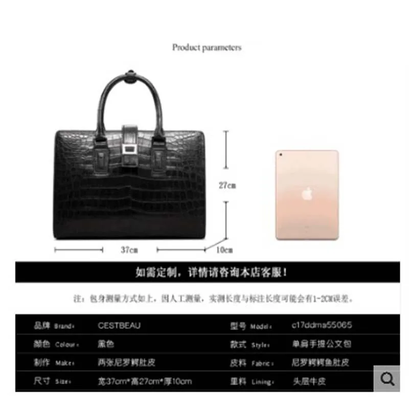 KEXIMA Cestbeau new arrival  import Nile crocodile leather man bag crocodile leather  men briefcase whole leather natural