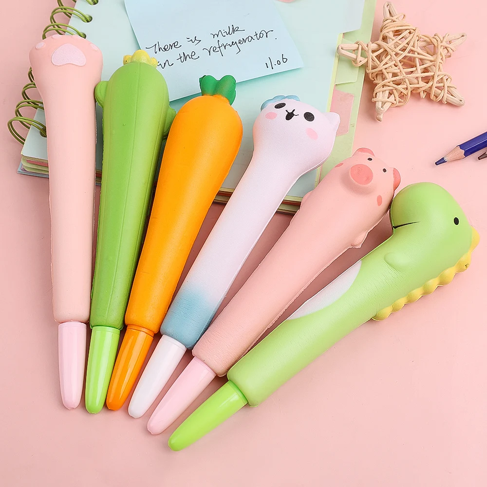 

Kawaii Gel Ink Pen Squishy Cute Pens Cartoon Animal Sponge Pens School Office Stationery for Students Kids Stress Relieve Gifts