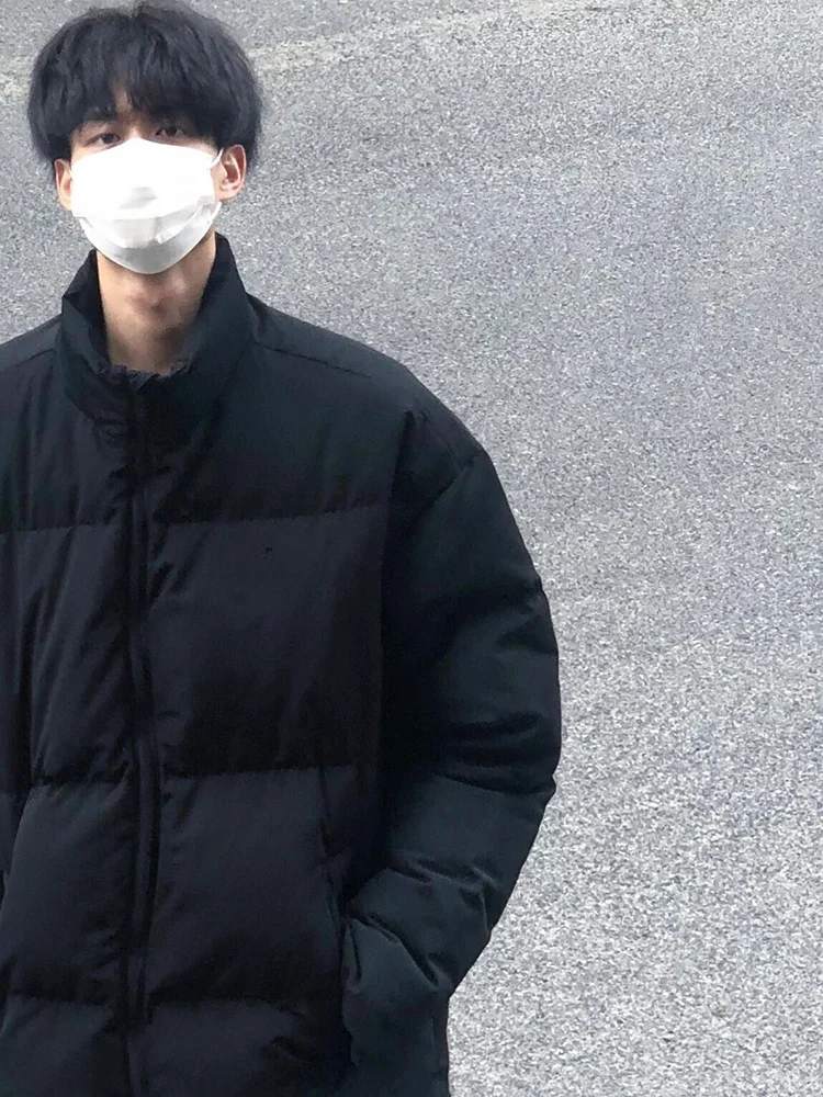 Trendy Brand Letter Print Stand Collar Cotton-Padded Coat Men's Winter Oversize Thickened Loose Hip-hop All-Match Couple look...