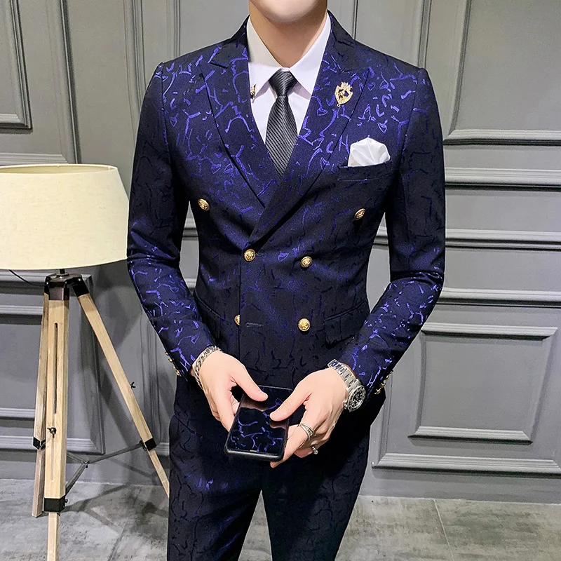 

2023 M-7XL (Blazer+ Vest + Trousers) Gentleman Italian Style Fashion Business Wedding Slim Casual Host Men's Suit 3 Pieces