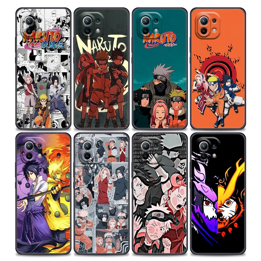 

Naruto Sasuke Kakashi sakura Anime Luxury Phone Case for Xiaomi Mi 11i 11 11X 11T Poco X3 NFC M3 Pro F3 GT M4 Soft Silicone