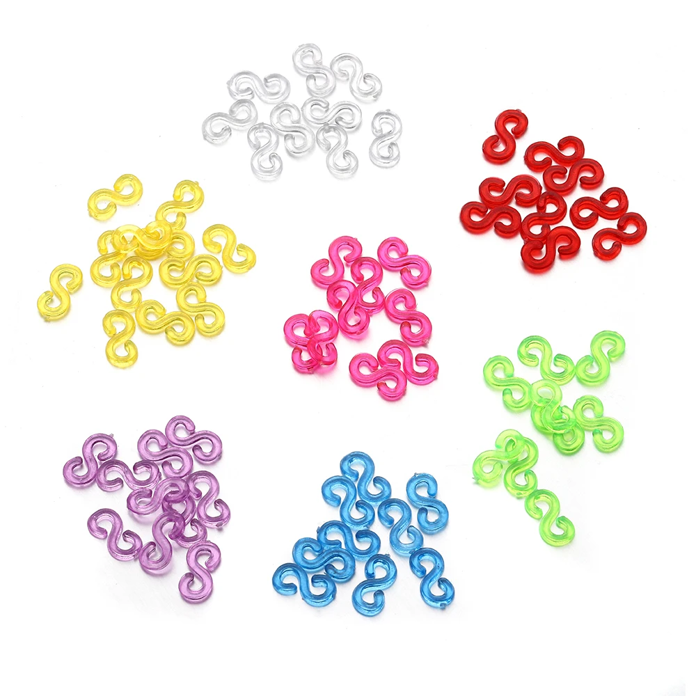 500pcs 11x6mm Rubber Bands S Clips for DIY Jewelry Making Transparent Loom Band Braid Bracelet Fefill Hook Connector Accessaries