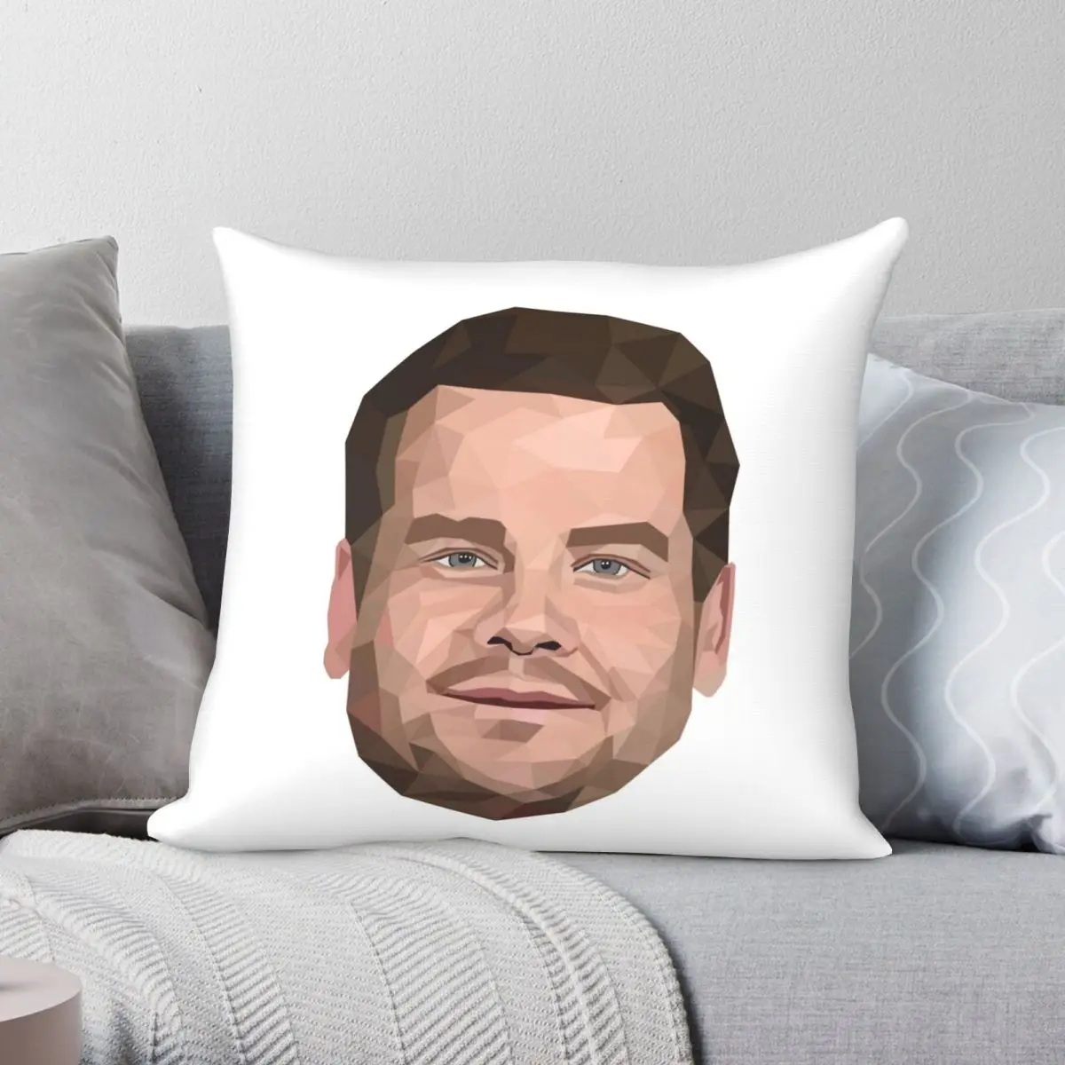 

James Corden Low Poly Art Square Pillowcase Polyester Linen Velvet Creative Zip Decor Home Cushion Cover