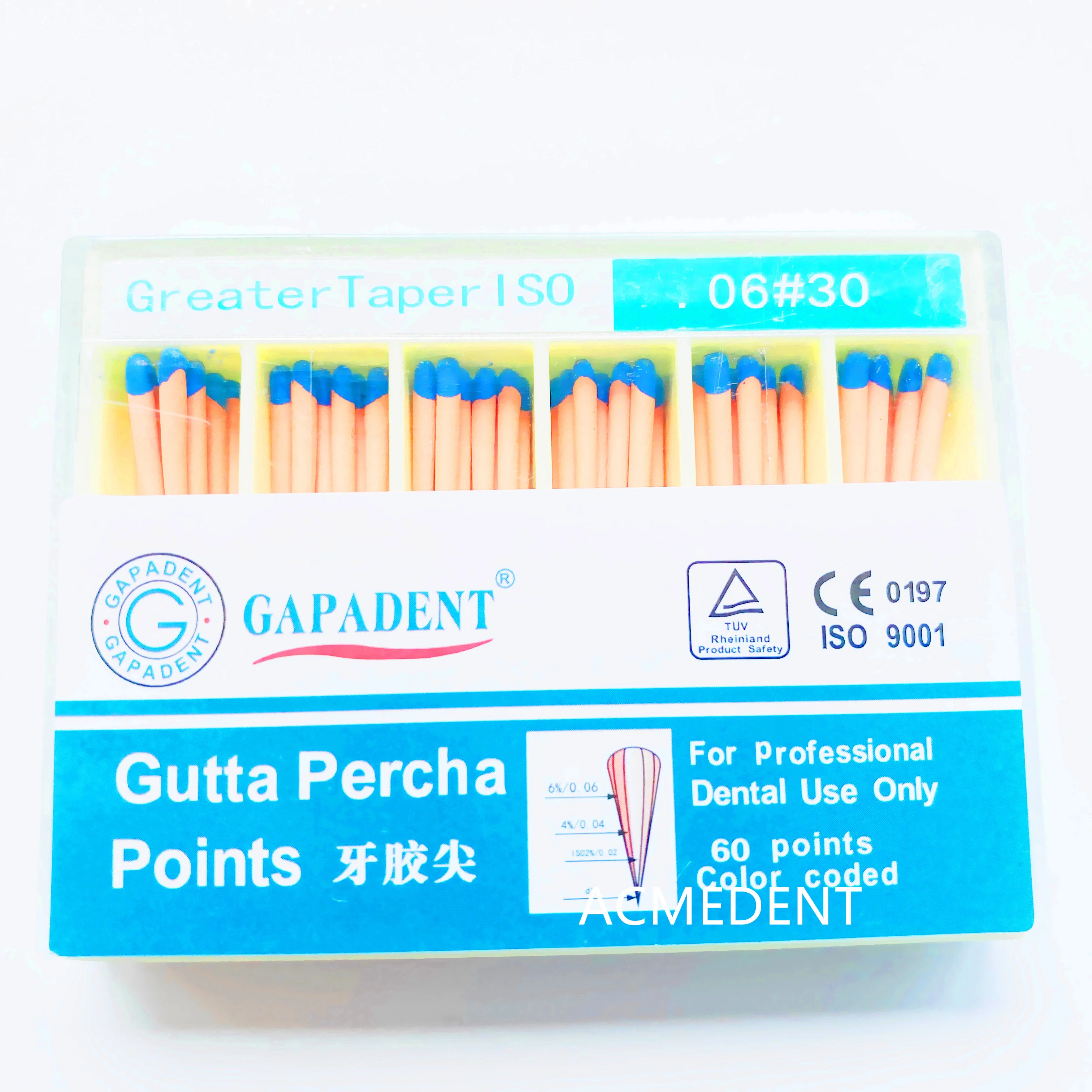 

2Box Dental Absorbent Gutta Percha Points Endo Root Canal 0.06 Taper 30# Blue