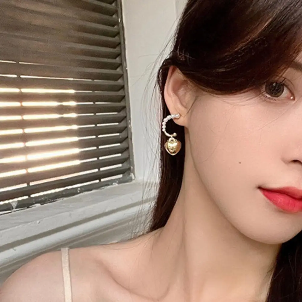 

Dangle Earrings Elegant Electroplating Women Romantic Heart Pendant Stud Earrings Jewelry Female Stud Earrings for Dating