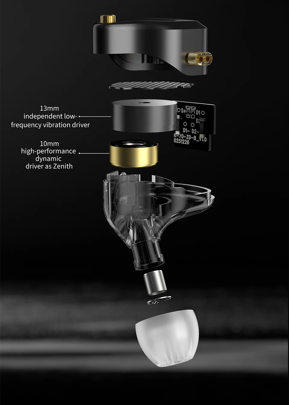 Наушники KZ Vibe X с низкочастотной вибрацией, HiFi, глубокий бас, стереозвук, внутриканальные, для музыки и игр (art.: 3920dbff5022f) - 3920dbff5022f
