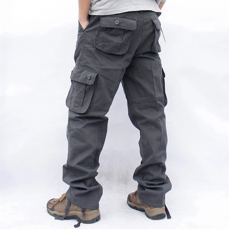 Men Military Work Overalls Loose Straight Tactical Trousers Multi-Pocket Baggy Casual Cotton Army Slacks Pants images - 6