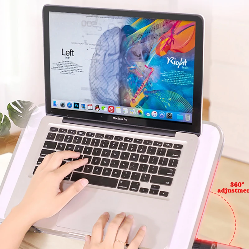 

Laptop Fold Computer Stand Table Aluminum Alloy Cooling Bracket Portable Pad Cooling hole + Mouse pad Adjustment Liftable