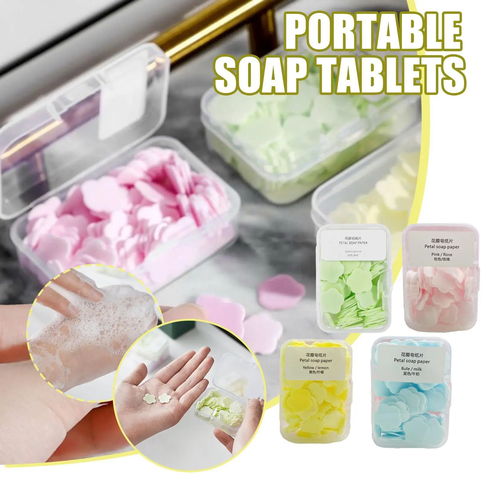 

Disposable Lemon Hand Sanitizer Soap Tablets Portable Soap Portable Standing Children's Hand Paper Soap Tablets Travel Trav U9U2