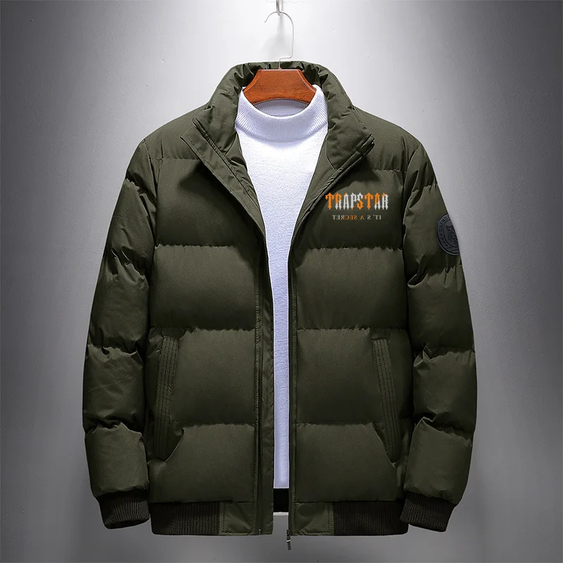 TRAPSTAR New Warm Thick Men Winter Casual Mens Outwear Coats Solid Stand Collar Male Windbreak Lightweight Jacket Free shipping