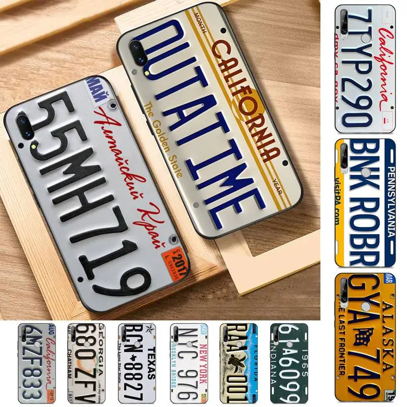 

Retro Funny License Plate Number Car Phone Case for Huawei Y 6 9 7 5 8s prime 2019 2018 enjoy 7 plus