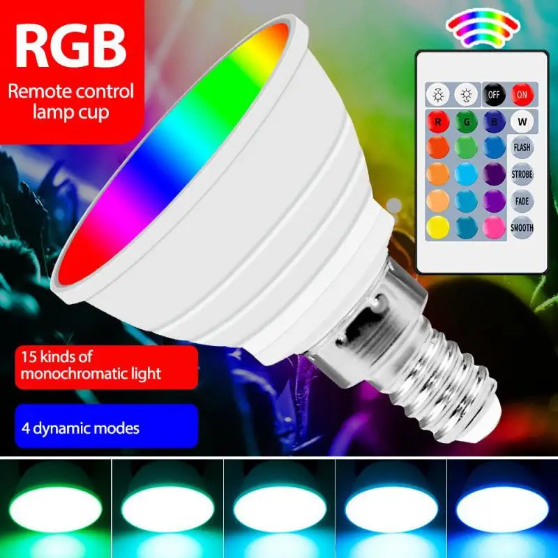 

LED Lamp Cup Lighting Bulbs Remote Control Colorful E27RGB Lamp Cup Smart Color GU10 Color Background Decorative Downlight