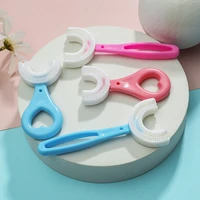 hot selling 2 12 ages kids toothbrush u shape infant toothbrush with handle silicone oral care cleaning brush for baby gifts