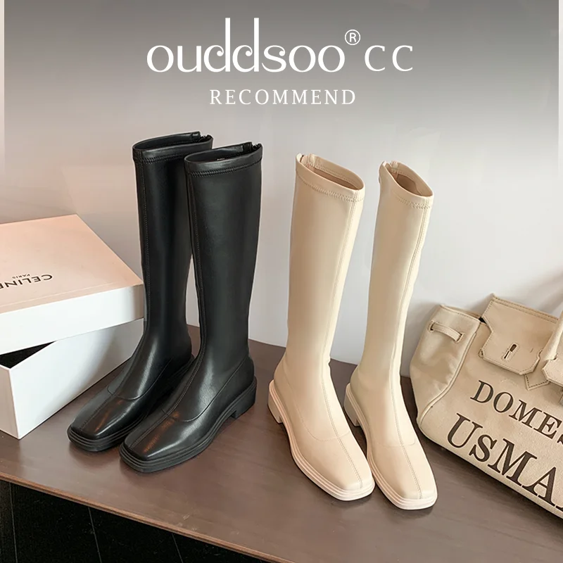 Ods/высокие сапоги из мягкой натуральной кожи на платформе Новинка Женские