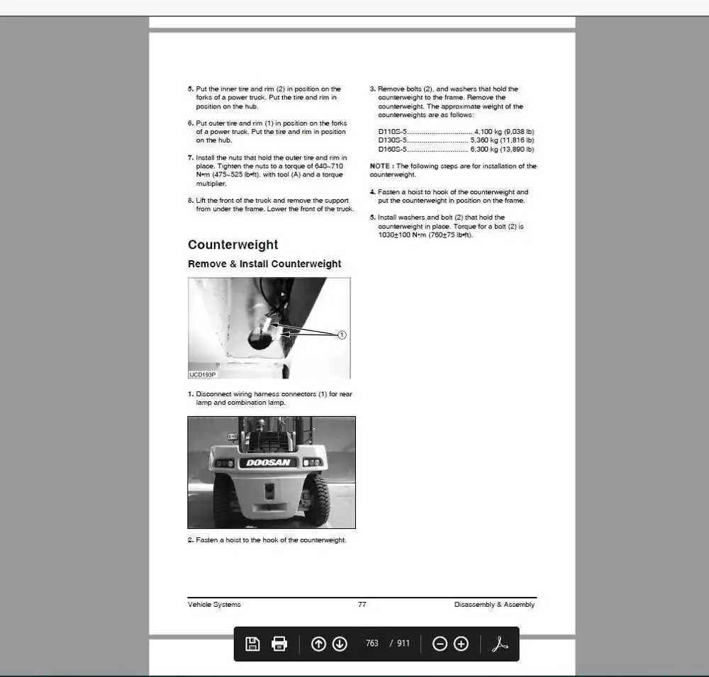 Вилочный погрузчик Doosan Infracore 2009 ручная схема проводки и бюллетень