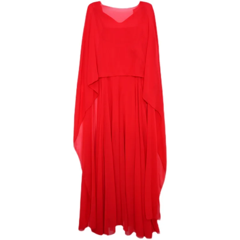 Muslim dress for women 2023 White Chffon Casual Dress Red Cloak+Sexy Sling Dress Two Pice Sets Summer Elegant Solid Party Dress
