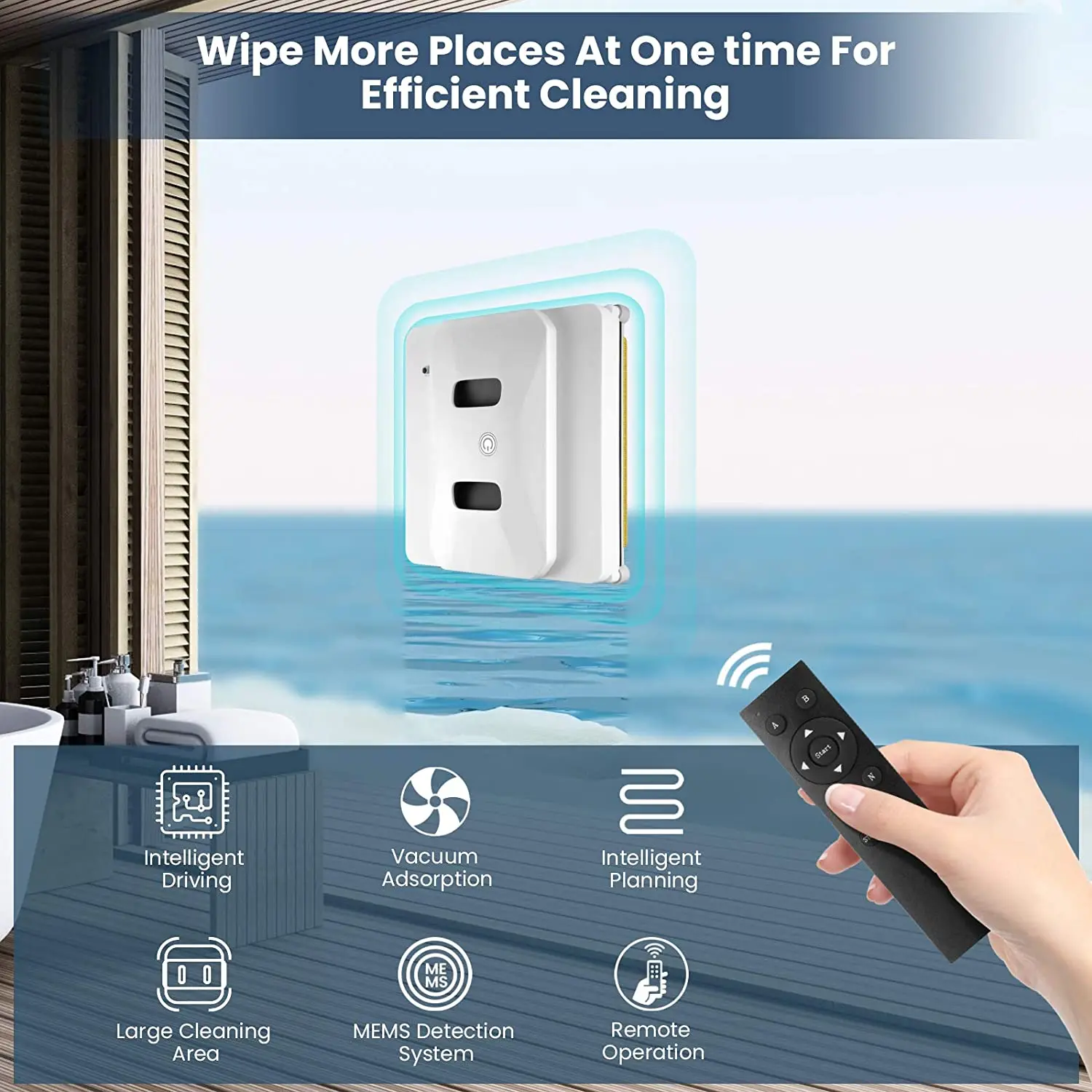

Automatic Window Cleaner Robot Remote Control Smart Robotic High Ceiling Home Cleaning for Windows Glass Tiles Bathroom Cleaning