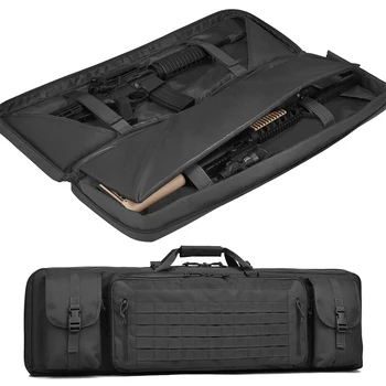 Tactical Rifle Case Double Gun Backpack Pistol Firearm Molle System Rucksack Transportation Carbine Bag Lockable Compartment 46