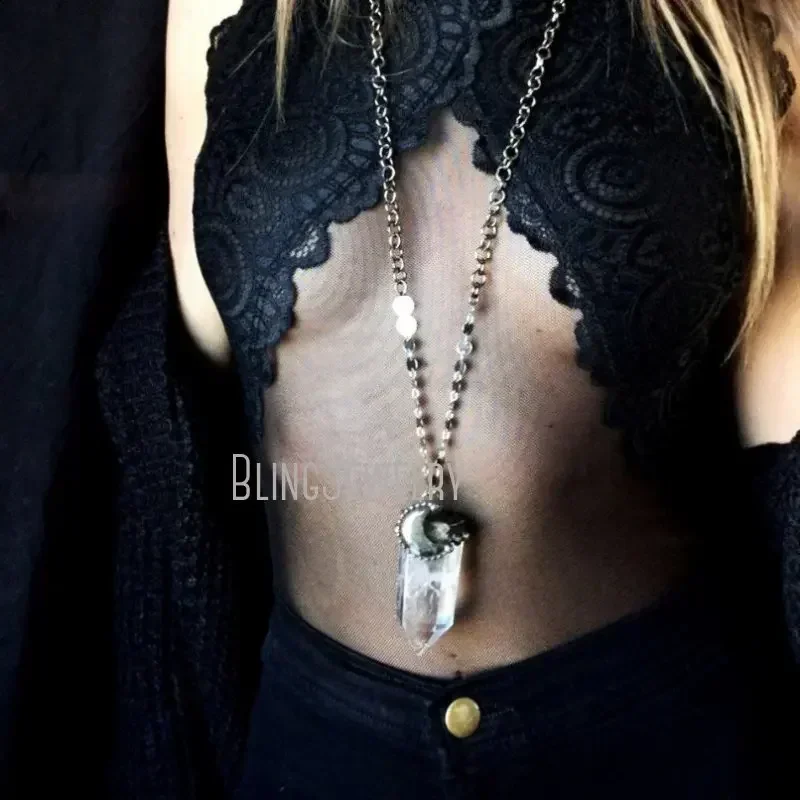 Ожерелье с прозрачными кварцевыми кристаллами 10 шт