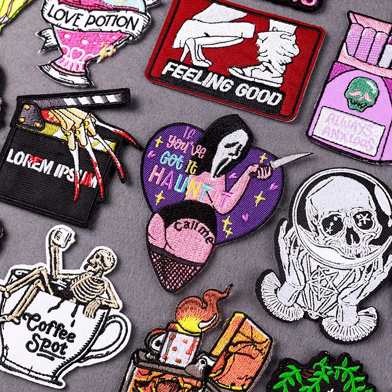 

Embroidered Patch Horror Movie Patches On Clothes Skull Clothing Thermoadhesive Patches DIY Hippie Clothing Stickers Accessory