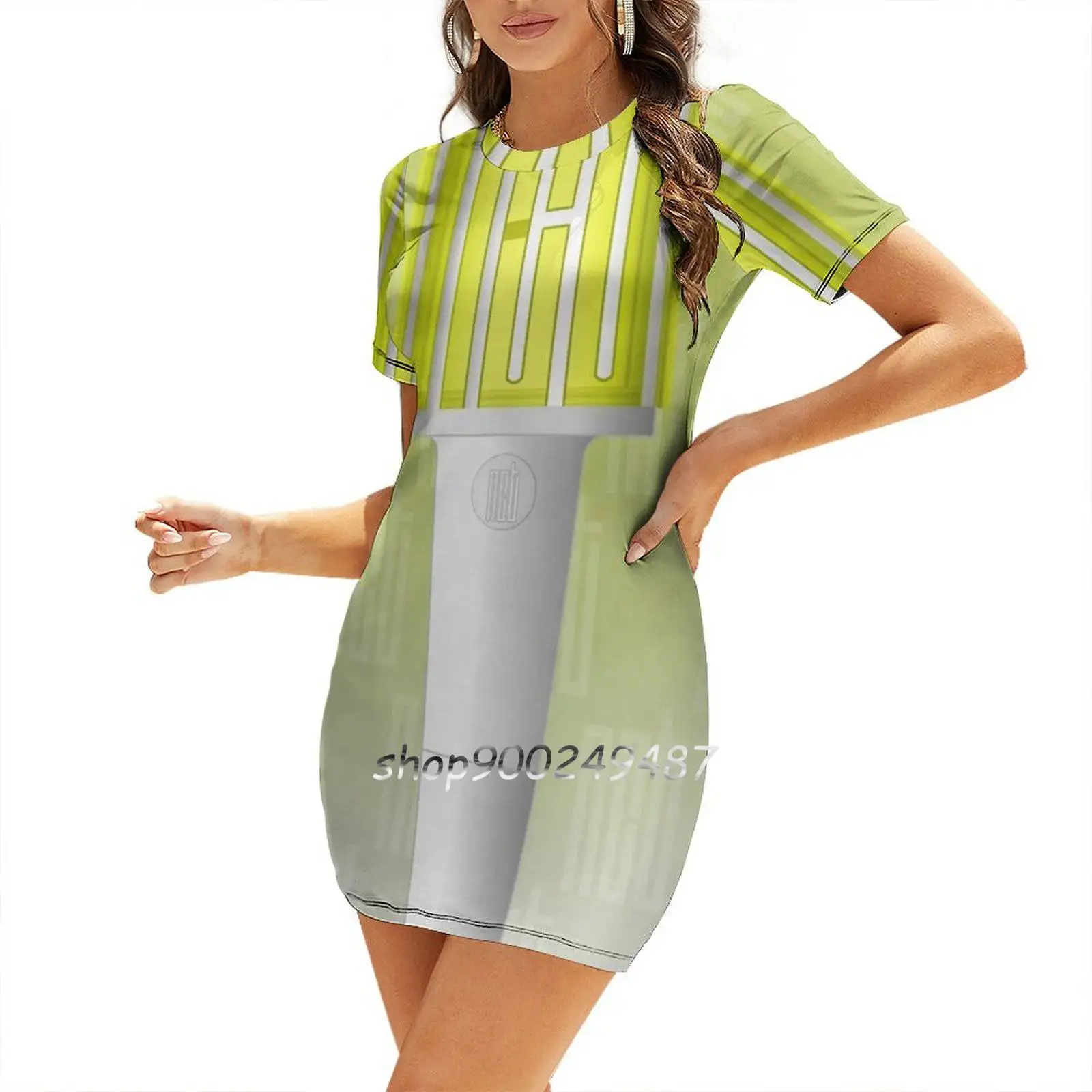Kpop Nct Lightstick Nctzen Fandom Square Neck Dress Sweet Summer Women Elegant Halter Print 127