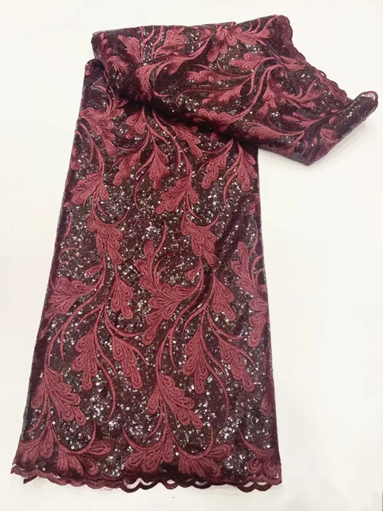 

Latest Style Sequins Lace Fabric Factory Price African Lace Fabric 2022 for Wedding Dress Sewing LJYN101