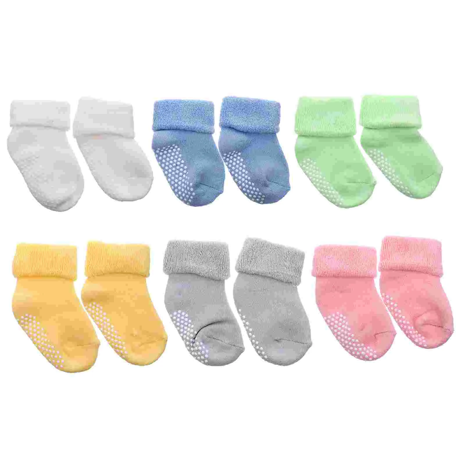 

6 Pairs Newborn Socks Non-slip Dispensing Baby Winter Anti-skid Infant Thick Cotton Toddler Babies