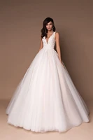 tulle a line v neck hy215 wedding dress for women floor length lace luxury elegant princess bridal gowns vestidos de novia