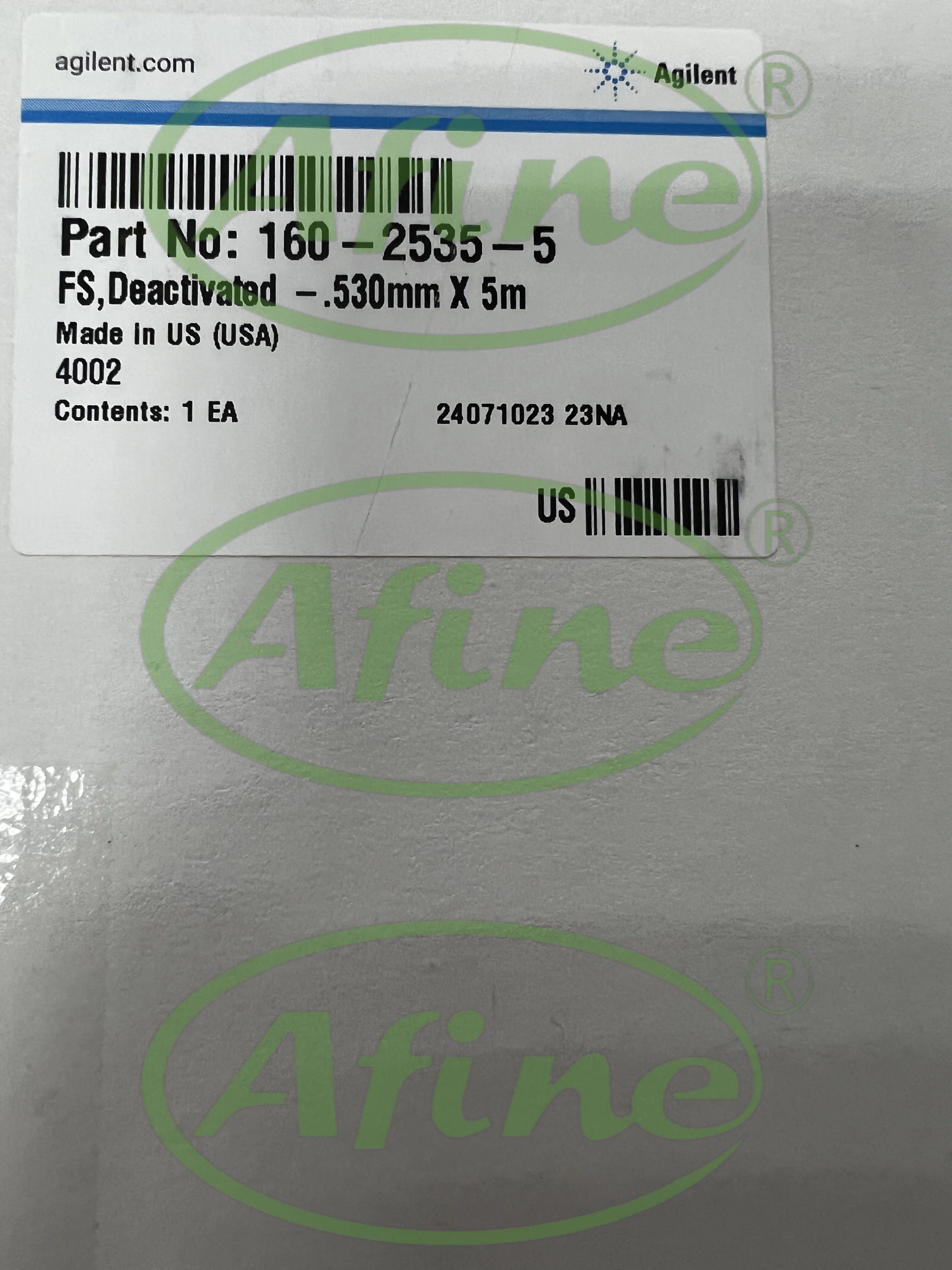 Удерживающий зазор AFINE Agilent 160-2535-5 Трубка из плавленого кремнезема 5 м 0 53 мм