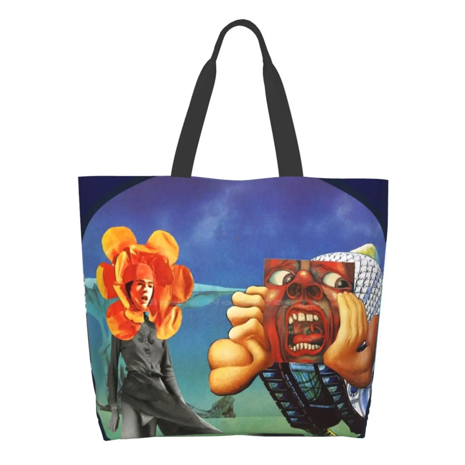 

Progzilla! Large Size Reusable Foldable Shopping Bag Prog Progressive Rush Le Orme King Crimson Prog Emerson Lake And Palmer