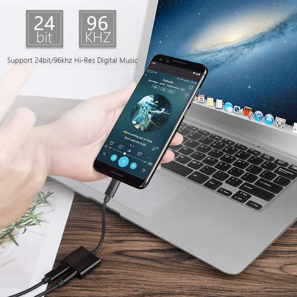 Адаптер для наушников и зарядного устройства с USB C на 3 5 мм 2 в 1 Galaxy S22/S21/S20/S20 + Ultra Note