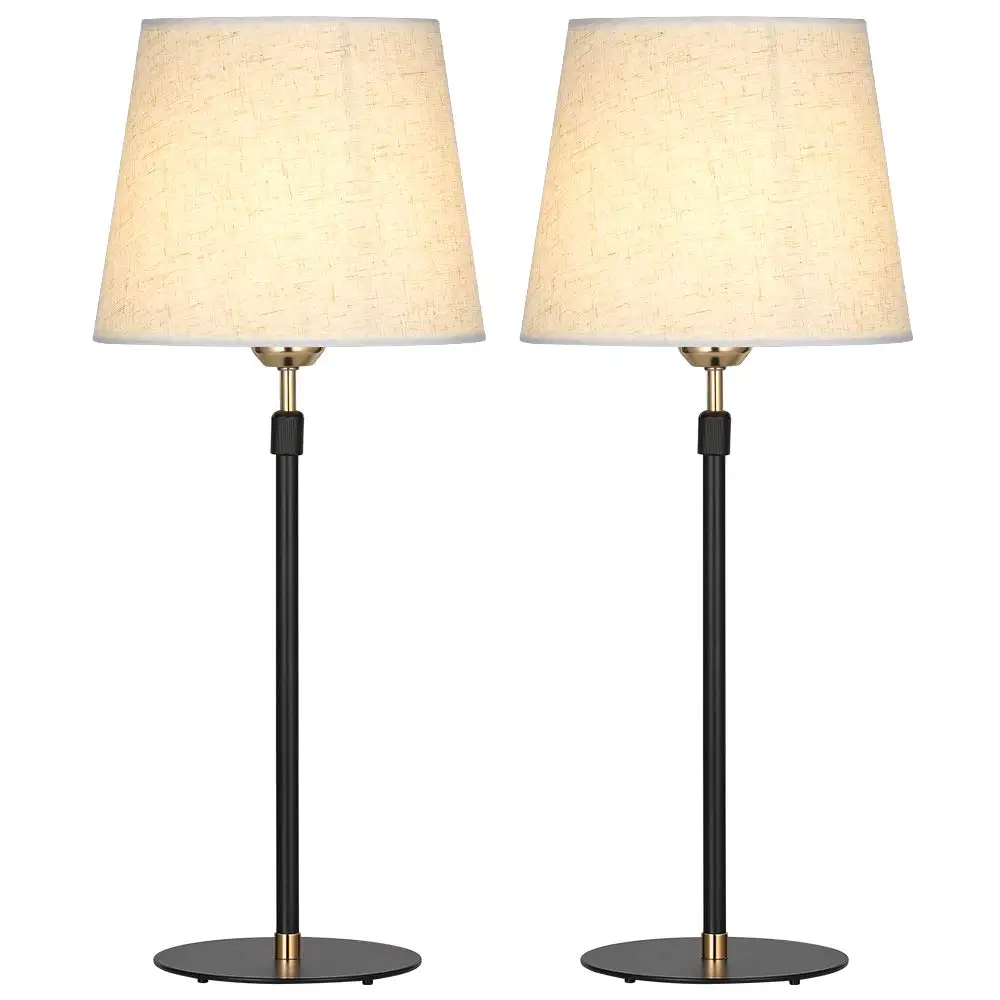

HMTX Set of 2 Black Modern Metal Table Lamp with Adjustable Height