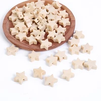 50pc natural wood beads star shape unfinished wooden loose beads spacer beads with hole for crafts diy jewelry making home decor