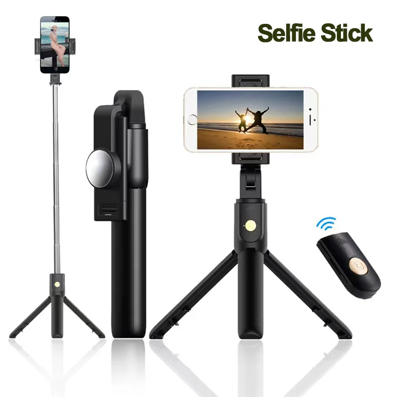 

Foldable Wireless Selfie Stick Tripod Bluetooth Shutter Fill Light Remote Control Monopod For Smartphone Holder