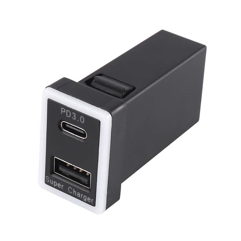 

Car Charger Type-C PD+USB QC3.0 Interface Dual Socket For Cell Phone Charger For Toyota GM 33.5X23mm