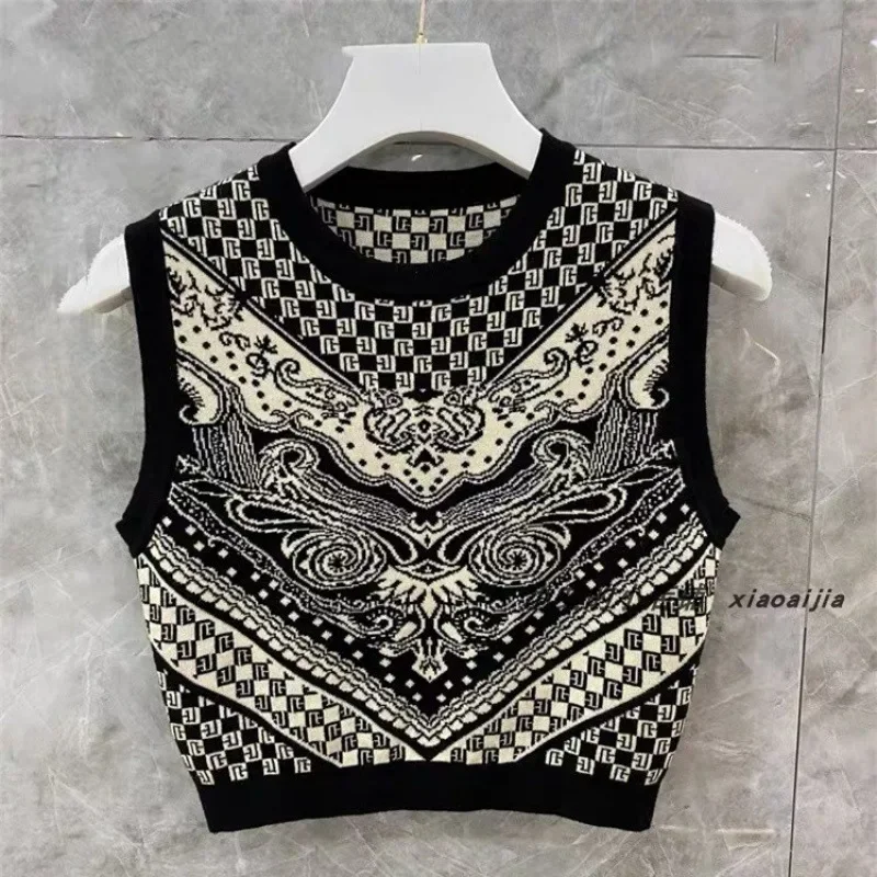 Элегантный элитный Feel2024 весенне-летний сексуальный жилет с высокой талией и