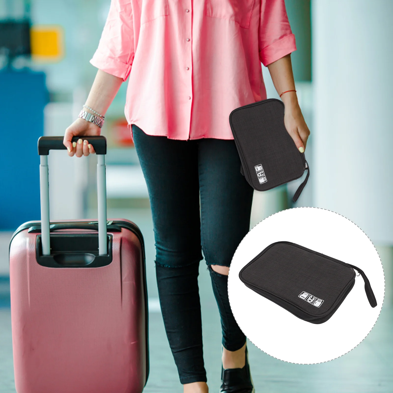 

Earphone Case Organizer Carrying Cable Travel Earbud Storage Pouch Cord Boxwinder Earbuds Desk Management Portable Headphone