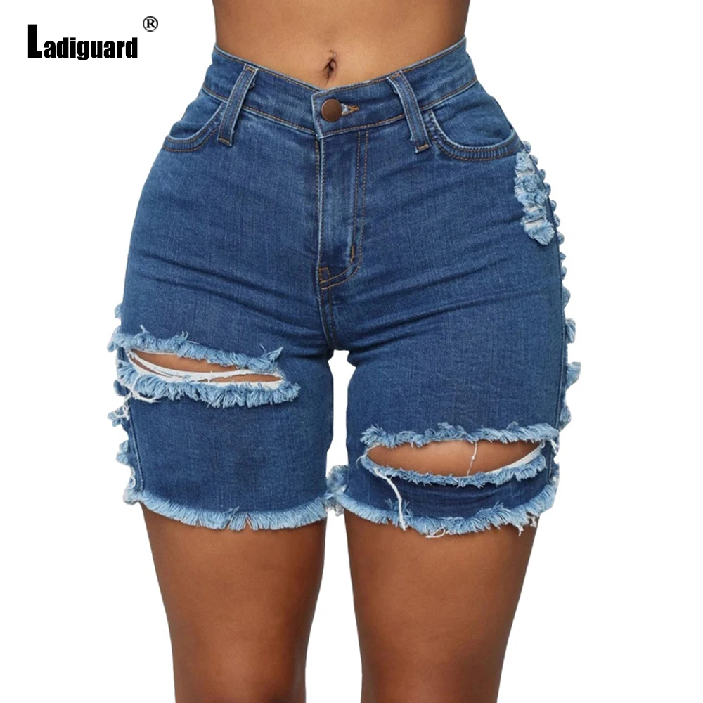 Trend 2022 Sexy denim shorts Women Casual Shredded Button Fly Short Jeans High Waist Slim Panties Ladies Vintage Ripped hotpants