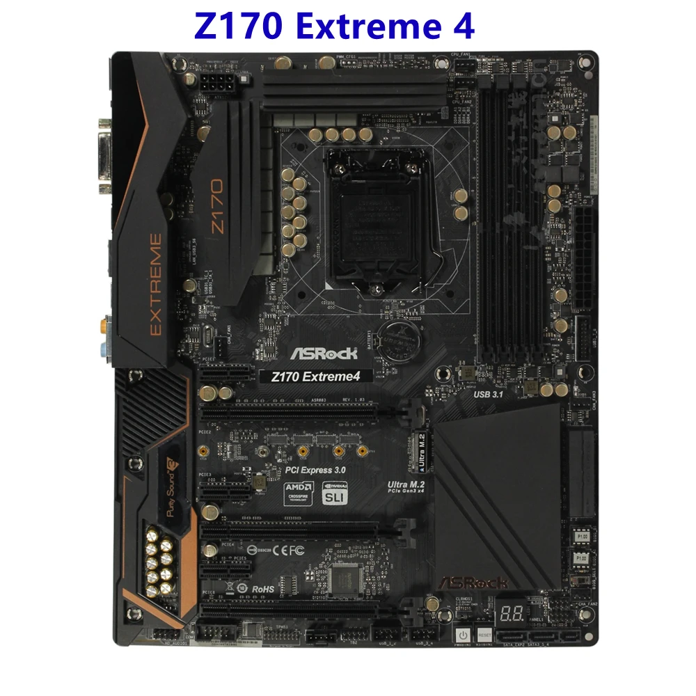 Материнская плата для компьютера ASRock Z170 Extreme 4 материнская LGA 1151 DDR4 настольного б/у