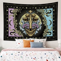 witchcraft tapestry art skull snake psychedelic mandala moth moon star macrame wall hanging living room boho decoration blackets