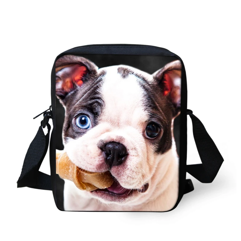 

HOMDOW Cute Puppy Pug Dog Messenger Bag for Men Women Casual Portable Boys Girls Crossbody Bag Mini Polyester Shoulder Bags