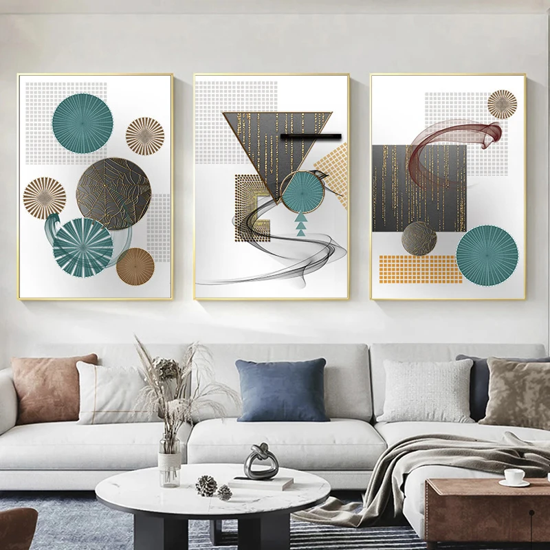 Абстрактная Геометрическая живопись холст искусство и принты Современная