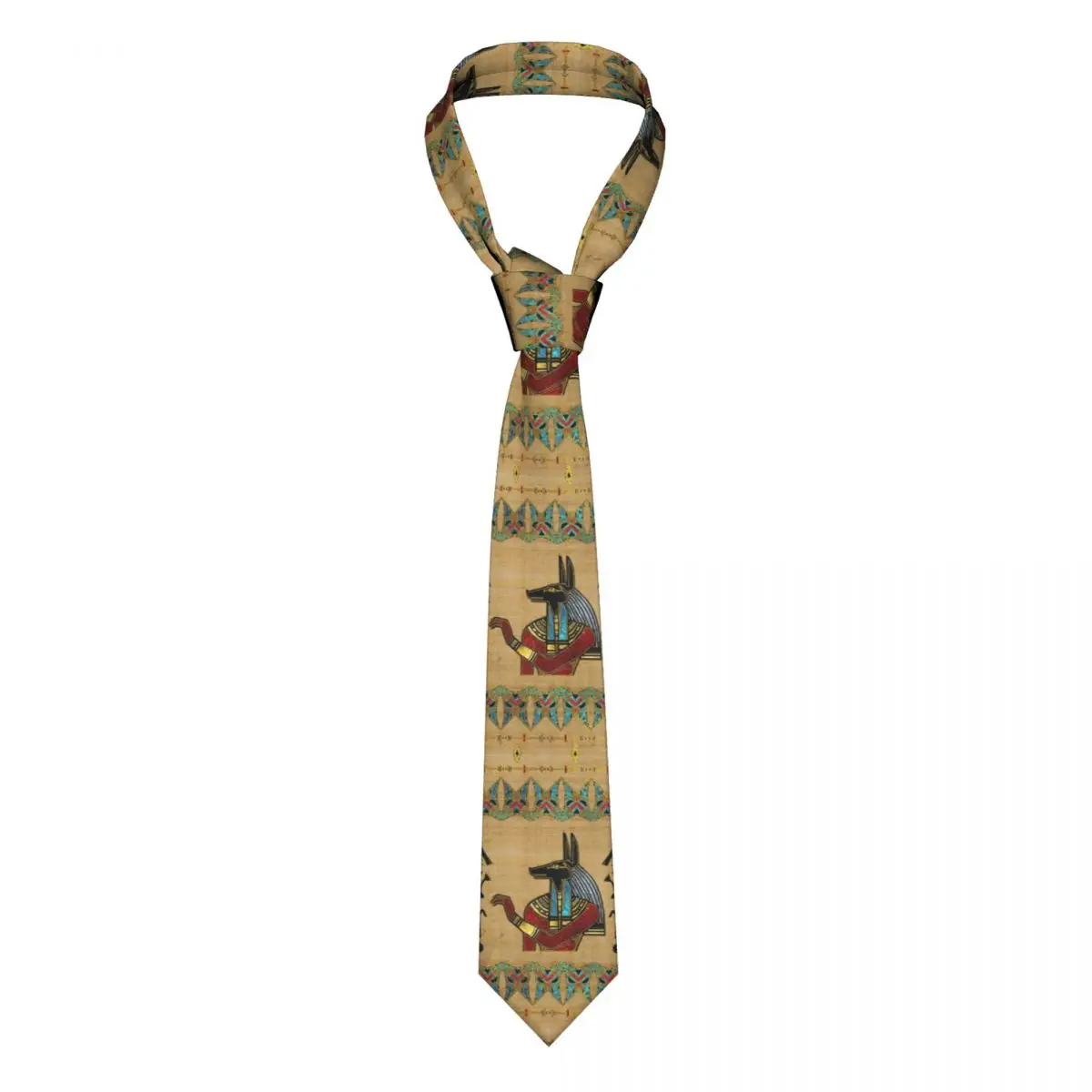 Egyptian Anubis Ornament Men Necktie Fashion Polyester 8 cm Wide Ancient Egypt Myth Neck Tie for Mens Daily Wear Gravatas Office