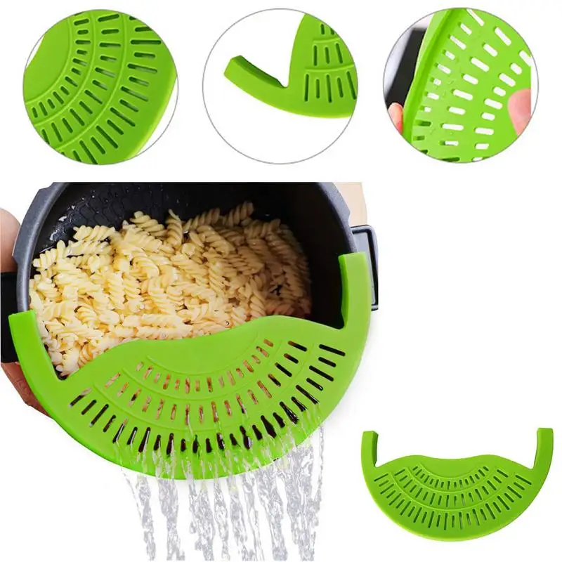 

Silicone Pot Strainer Food Grade Anti-spill Clip-on Pasta Pan Pot Strainer For Pasta Fruit Vegetable Fits Pots Pans And Bowls