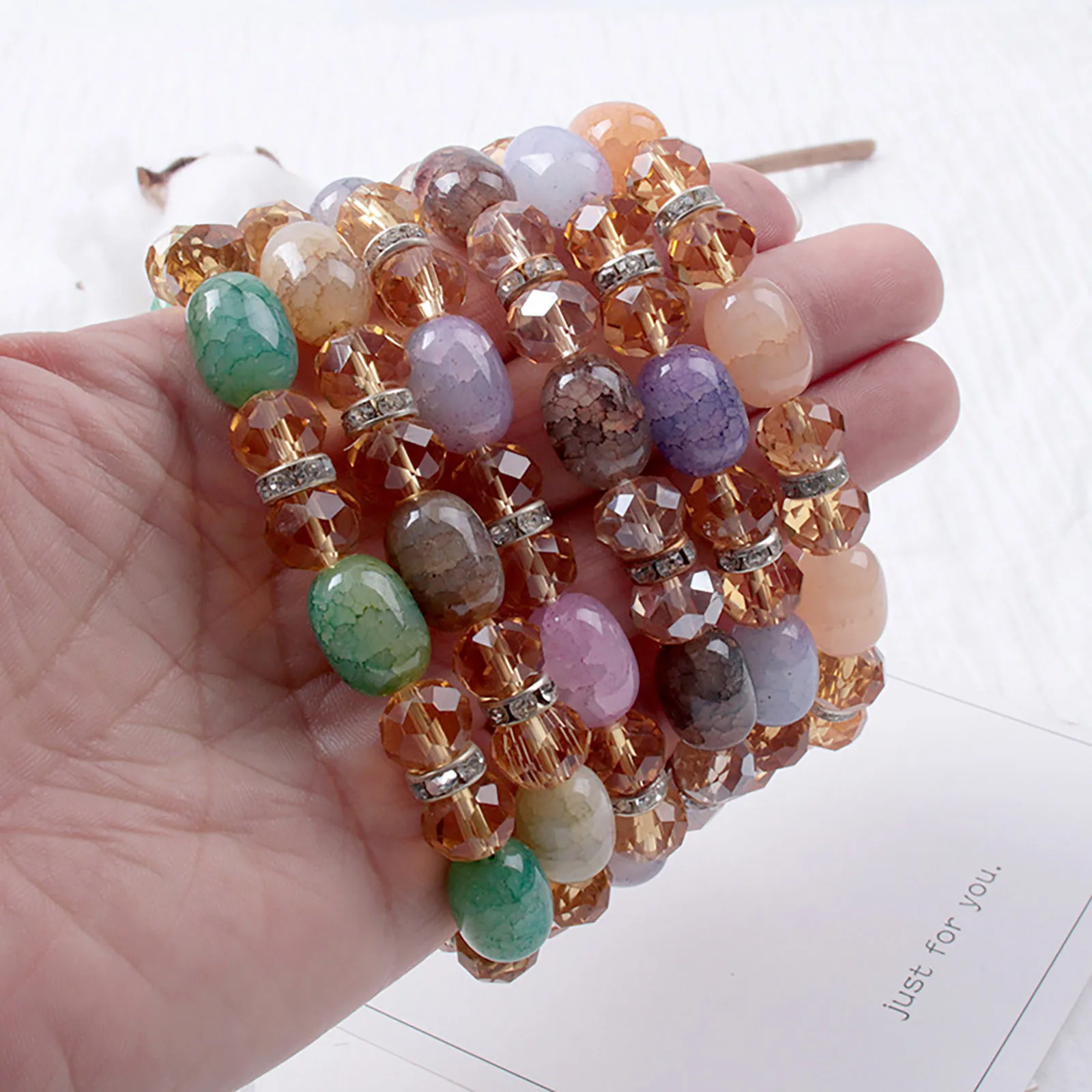 

Flower Bead Crystal Bracelet Multi Color Simple And Fresh Bracelets To Send Girlfriends And Friends Gifts Necklace for Women Set
