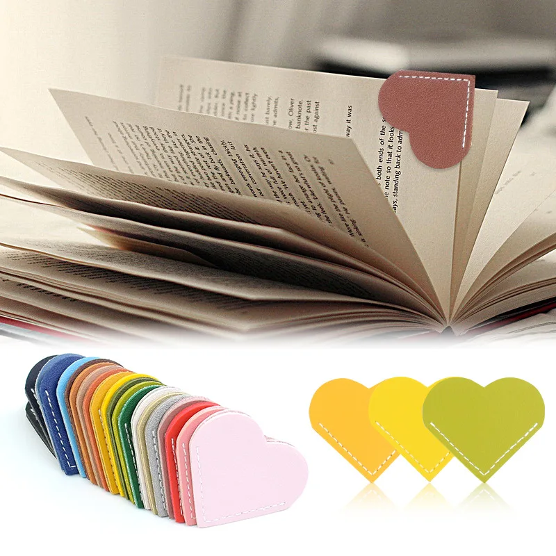 

2 Pcs Handcrated Vintage Leather Bookmarks for Book Mini Corner Page Marker Genuine Heart Bookmark Reader Bookmark Teacher Gift