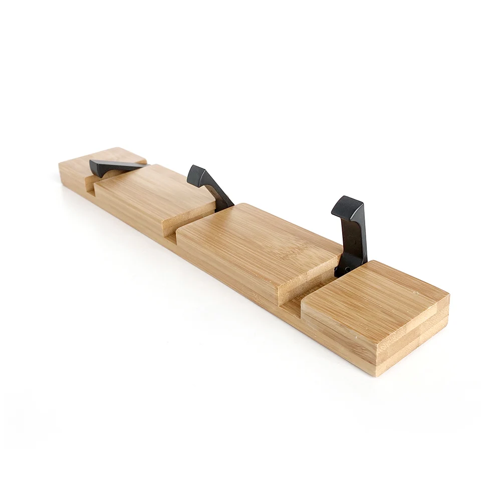 Бамбуковая деревянная полка складные металлические крючки настенные двери